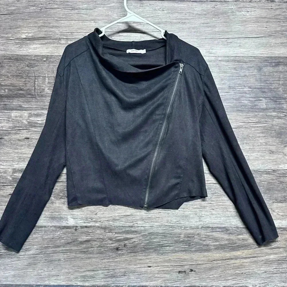 Mod Ref Black Asymmetrical Zipper Women's Top Blouse